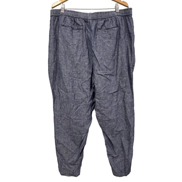 Old Navy High Waisted Chambray Tapered Leg Pant Womens XL Blue Linen Blend - Picture 2 of 9